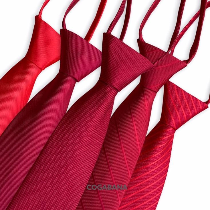 MERAH Ready Mens TIE INSTANT RED TIE IMMEDIATELY WEAR QUALITY ZIP TIE