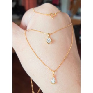 ✨️💎สร้อยเงิน925ITALYพร้อมจี้CZ💎💯💯ชุบทองคำ18kแท้