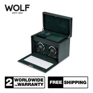 กล่องหมุน กล่องนาฬิกา  รุ่น BRITISH RACING GREEN DOUBLE WATCH WINDER (GREEN)