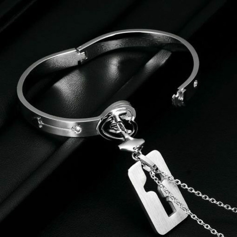 D02 สินค้าพร้อมส่ง / สร้อยคอกุญแจข้อมือเดอะล็อคแบบคู่ ได้ข้อมือและสร้อยคอ ใส่อาบน้ำได้ ไม่ลอกไม่ดำ