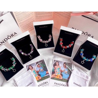 Pandora ซากุระ 6 สี !! สร้อยข้อมือ style pandora ชาร์มแน่นมากๆๆ  เกิน 10 เม็ดไปอีกก อลังการสุดๆ  สร้อยเงิน 92.5