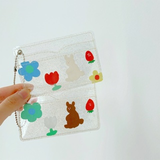 (พร้อมส่ง🌷) INS card glitter pvc bag กระเป๋าใส่บัตร กระเป๋า พวงกุญแจ