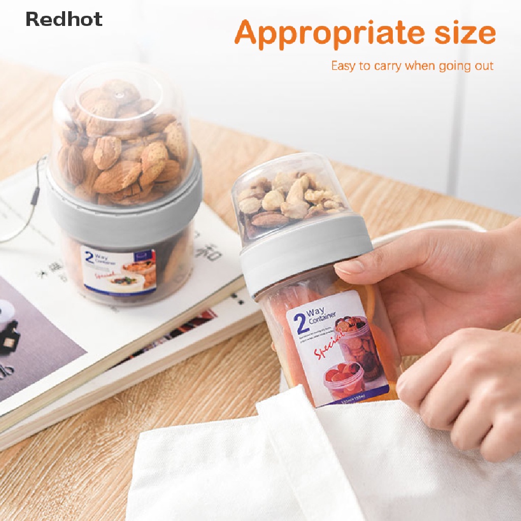 <Redhot> อาหารเช้า ข้าวโอ๊ต ซีเรียล น็อต โยเกิร์ต สลัด ถ้วยซีล ชุดภาชนะ พร้อมส้อม ซอส ถ้วย ฝา เบนโตะ ทัปเปอร์ อาหารเรียว ชามอาหารกลางวัน กล่องลดราคา