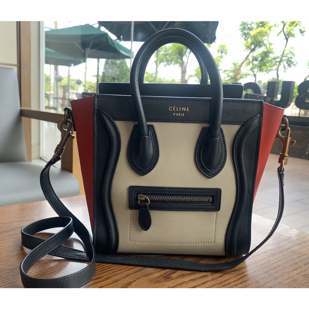 กระเป๋า เซลีน Celine Nano Luggage Bag 8” Tricolor มือสอง งานลุ้นแท้
