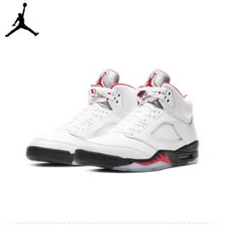 Air Jordan 5 Fire Red Rukawa Maple AJ5 รองเท้าบาสเก็ตบอล สีขาว สีแดง สําหรับผู้หญิง XH1Q NYSC