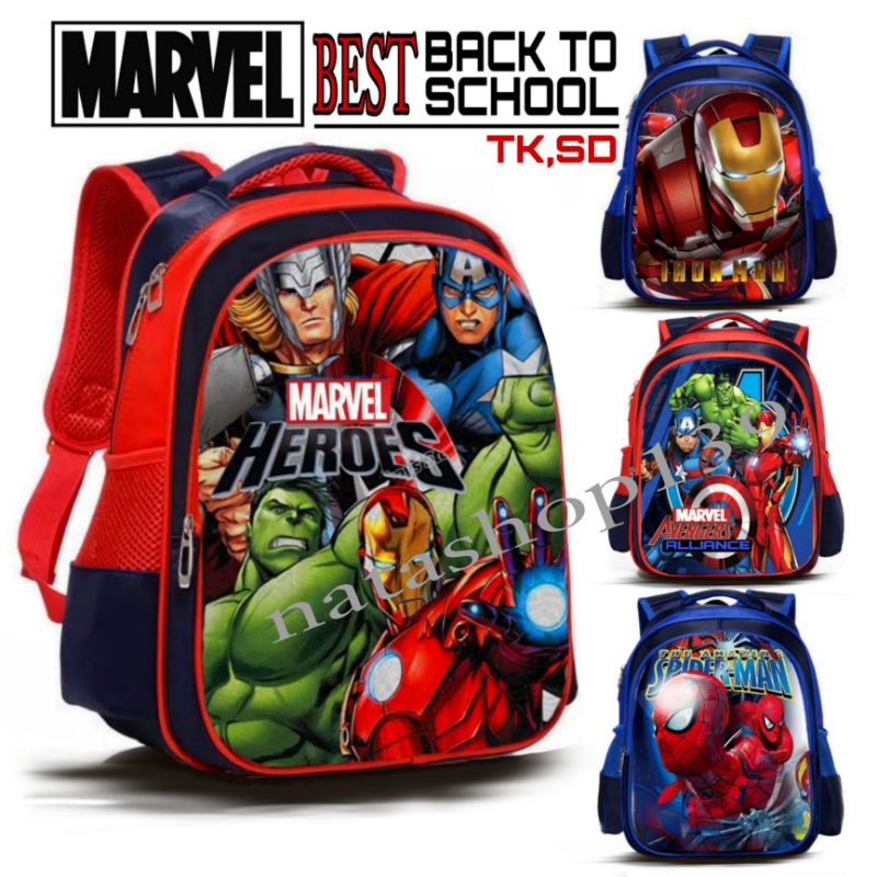 Hot โรงเรียนอนุบาล-Elementary กระเป๋านักเรียนสําหรับเด็กผู้ชาย Marvel Superhero กระเป๋าเป้สะพายหลัง