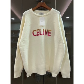 CELINE GRADIENT SEQUIN IVORY KNITTED SWEATER เสื้อกันหนาวแขนยาว สเวตเตอร์ผ้าไหมพรม แบรนด์ซีลีน ปักเลื่อมไล่สี