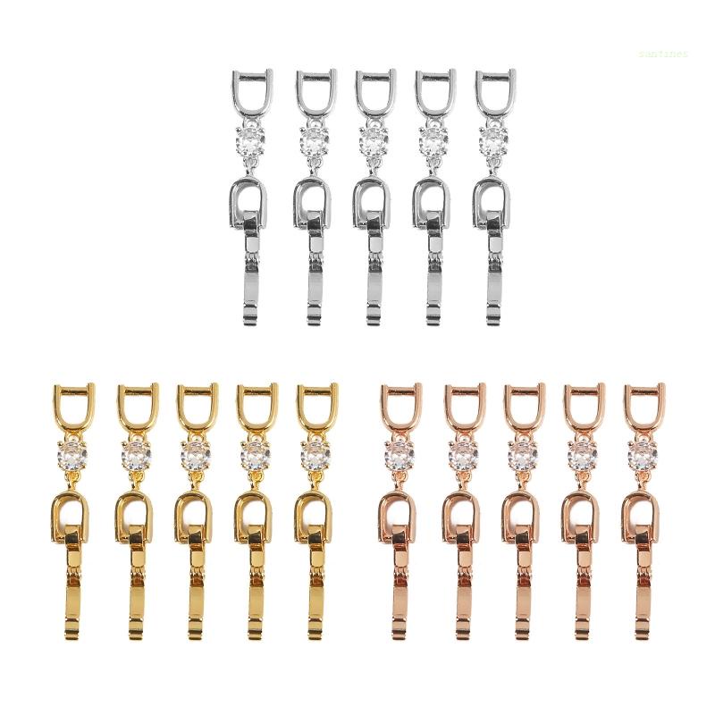 San* 5 ชิ้น / เซต สร้อยคอ สร้อยข้อมือ ส่วนต่อขยาย ตะขอโซ่ พร้อมคริสตัล สําหรับพลอยเทียม