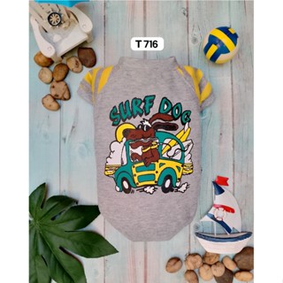 Petcloths -Doggydolly  เสื้อผ้าแฟชั่น เสื้อผ้าหมาแมว เสื้อยืด คอกลม Surfdog T-Shirt  T716