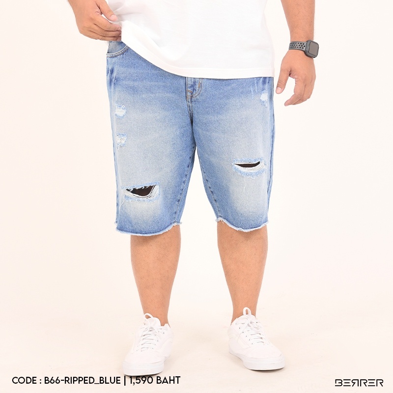 กางเกงยีนส์ขาสั้นฟอกขาด ไซซ์ใหญ่ (มี 2 สี) [BERRER OFFICIAL STORE]