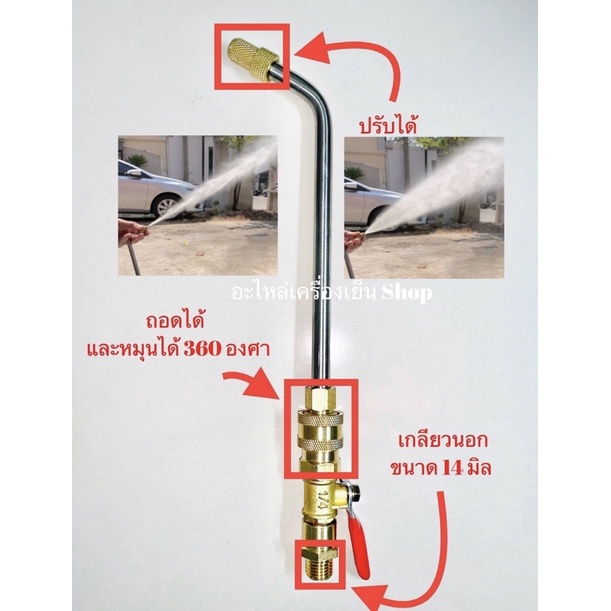 ปืนฉีดน้ำล้างแอร์ หัวฉีดน้ำแรงดันสูง แบบสวมเร็ว หมุนได้ 360 องศา
