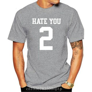 ใหม่ เสื้อยืดลําลอง ผ้าฝ้าย แขนสั้น พิมพ์ลายตัวอักษร HATE YOU 2 สีดํา สําหรับผู้ชาย ผู้หญิงS-5XL