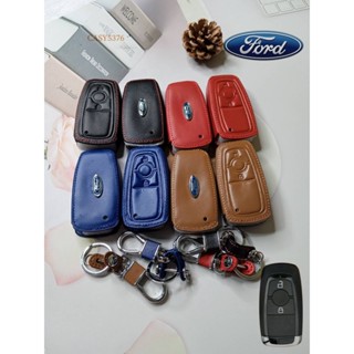 พร้อมส่ง ซองกุญแจหนัง Ford Ranger 2018-2020 รุ่น Smart Key หนังแท้ เดินด้ายแดง โลโก้โลหะ