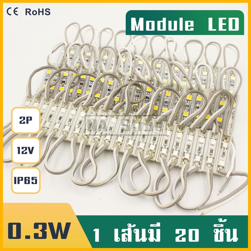 ราคา1ชุด20อัน ไฟLED โมดูลLED mini DC12V 0.3W ModuleLED 2เม็ดไฟ ไฟงานป้าย กันน้ำ ไฟป้ายอักษร ขายเป็นแผง 20ตัว IP65