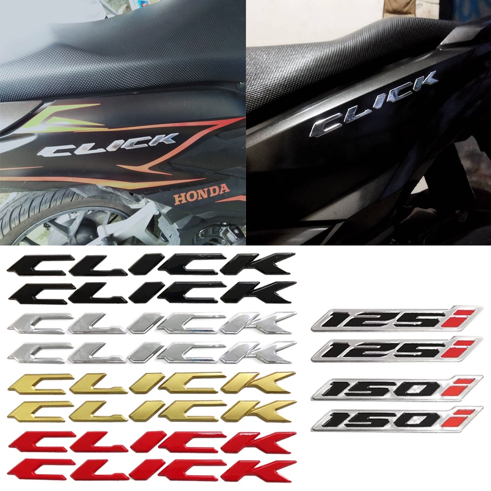 ตราสัญลักษณ์โลโก้รถจักรยานยนต์ 3D สีดํา ทอง เงิน คุณภาพแท้ สําหรับ Honda Click 125i 2 ชิ้น