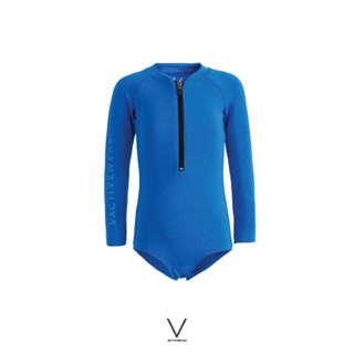 V ACTIVEWEAR KIDS COLLECTION BLUE BODYSUIT SS2022 ชุดว่ายน้ำเด็ก ชุดบอดี้สูทแขนยาว  ผ้าหนา กัน UV UPF 50+