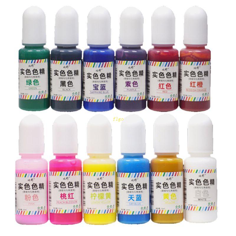 Flgo เม็ดสีเรซิ่น 12 สี 10 มล. 0 สําหรับทําเครื่องประดับ งานฝีมือ DIY