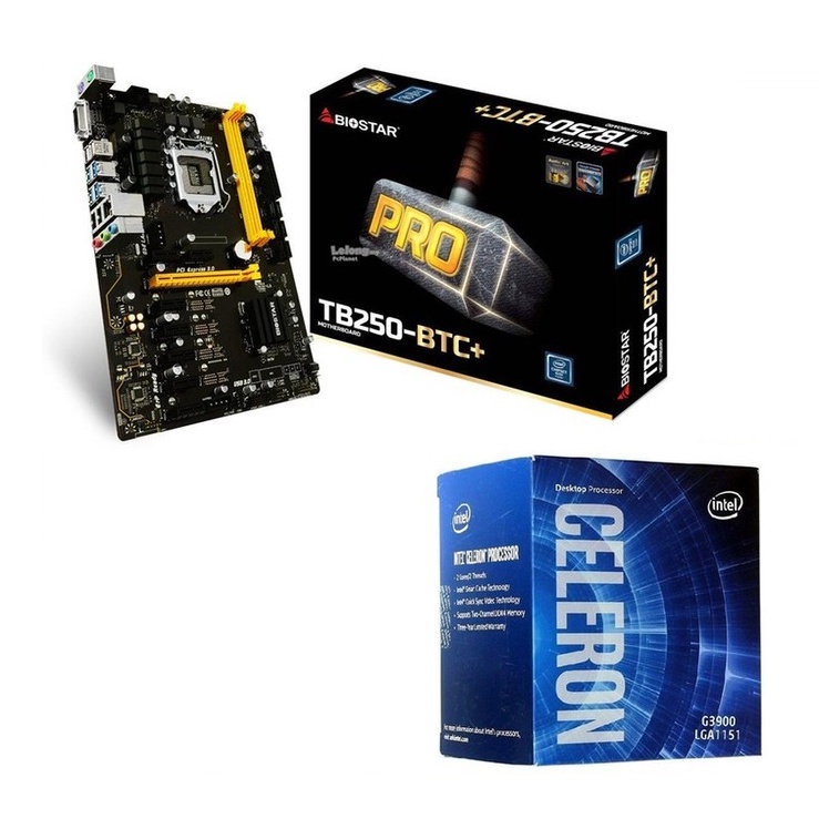 Biostar TB250-BTC+ Ver. V6.3 (8 x PCI-E) เมนบอร์ดมืออาชีพ (รวมกลุ่มพร้อม G3900)