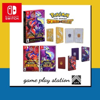 nintendo switch pokemon scarlet +steelbook &amp; violet + steelbook &amp; double pack + steelbook ( englisg zone 1 )