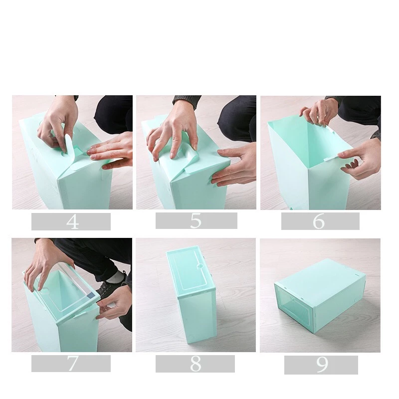 Goody Home กล่องพลาสติกใส่รองเท้า ฝาหน้าเปิดปิดได้ พับเก็บได้และต่อได้หลายชั้น สีพาสเทล ราคาต่อกล่องและประกอบเอง thumbnail 10