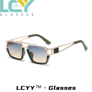 Lcyy ใหม่ แว่นตากันแดดแฟชั่น กรอบโลหะ หลายเหลี่ยม แนวเรโทร สไตล์ยุโรปและอเมริกา สําหรับผู้ชาย เหมาะกับการถ่ายภาพ 039