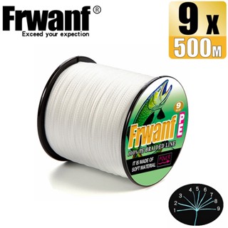 Frwanf สายเอ็นตกปลา แบบถัก PE X9 ยาว 500 ม. สีขาว 9 เส้น