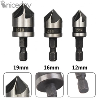 #NICEDAY-Chamfer 12 16 19mm 5 Flute Cutter Countersink Drill Bits Woodworking Drilling