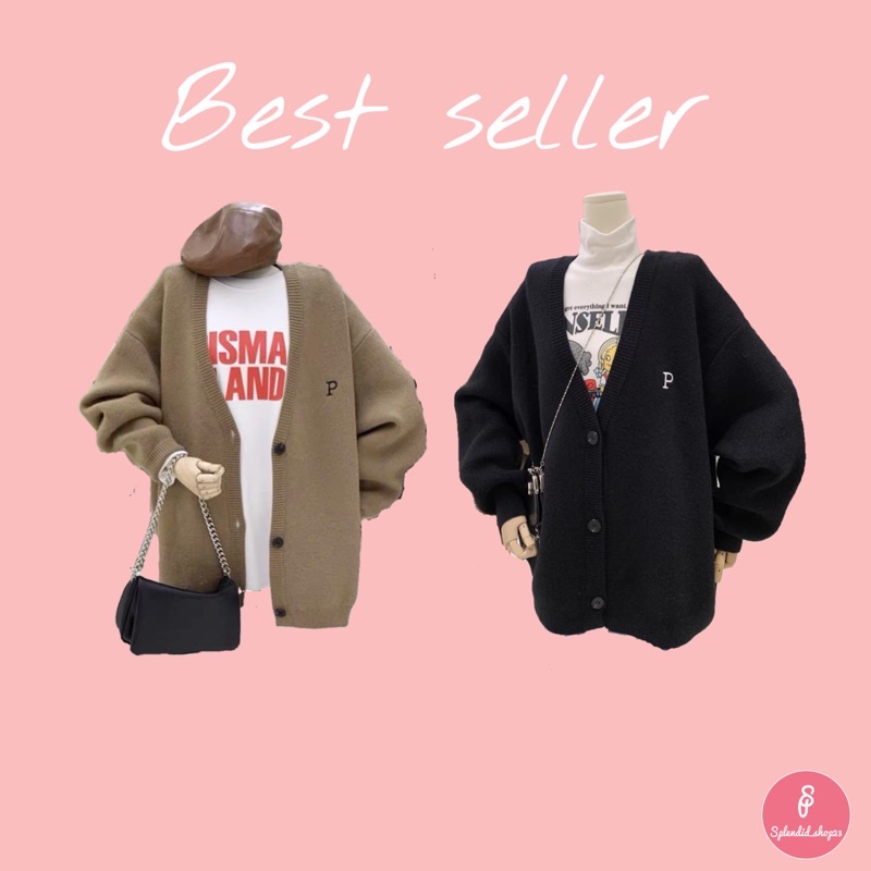 (พร้อมส่ง!) เสื้อคลุมไหมพรมเกาหลี P ทรง oversize เรียบสวย ใส่คู่แฟน หรือ คลุมมินิเดรสได้ค่า