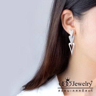 555jewelry ต่างหูสแตนเลส สตีล แท้ ดีไซน์ แฟชั่น เกาหลี รูปหัวใจ สวยหวาน รุ่น MNC-ER1484