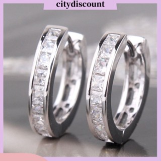 &lt;citydiscount&gt;  ต่างหูห่วงคริสตัล Huggie