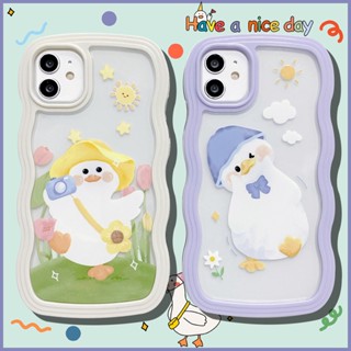 transparent Wavy edge border sun cartoon duckling cute style phone case compatible for iphone 14 6s 7 8 plus se2 se3 XR 11 12 13 pro xs max soft silicone