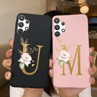 เคสโทรศัพท์ ซิลิโคน ลายดอกไม้ ตัวอักษร แฟชั่นหรูหรา สําหรับ Samsung Galaxy A32 5G A32 5G A 32 A32 A326B