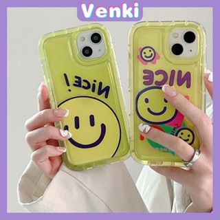 VENKI - Case For iPhone 14 Pro Max TPU Soft Jelly Airbag Case Clear Yellow Smiley Case Camera Protection Shockproof For iPhone 14 13 12 11 Plus Pro Max 7 Plus X XR