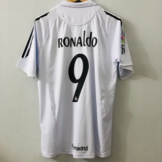 เสื้อกีฬาแขนสั้น ลายทีมฟุตบอล Real Madrid 05 06 RONALDO 9 ชุดเยือน สไตล์เรโทร สําหรับผู้ใหญ่