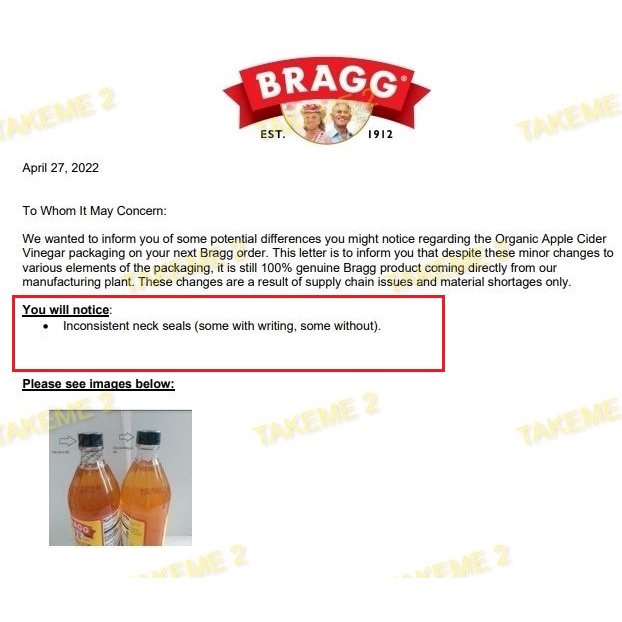 Apple Cider Vinegar (ACV) ออแกนิค 100% (แบบมีตะกอน) 946ML ราคา ถูกที่สุด ดีลบีเคเค แกลเลอรีภาพที่ 7