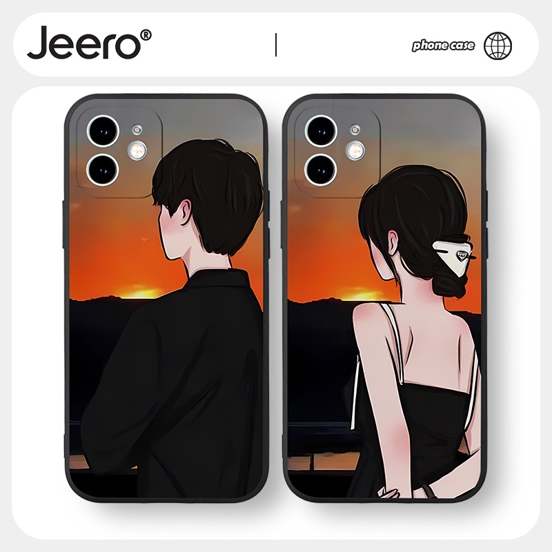 Jeero เคสคู่ เคสไอโฟน คู่รัก กันกระแทกซิลิโคนนุ่มน่ารักตลก เคสโทรศัพท์ Compatible for iPhone 16 15 14 13 12 11 Pro Max SE 2020 X XR XS 8 7 6 6S Plus พลัส HFF1763