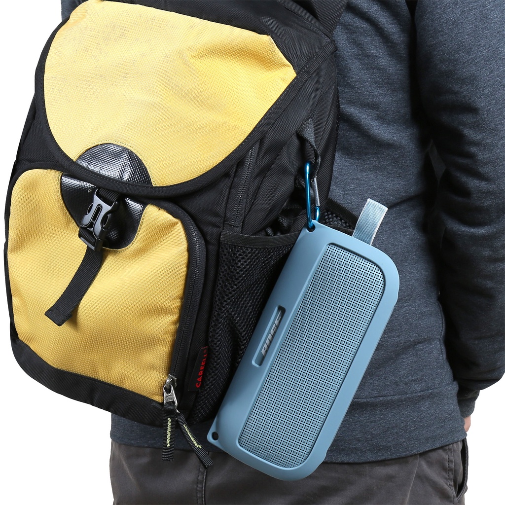 เคสซิลิโคนนิ่ม พร้อมสายคล้องไหล่ และคาราบิเนอร์ สําหรับลําโพงบลูทูธ Bose SoundLink Flex