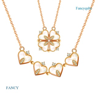 Fancy สร้างสรรค์ แม่เหล็ก พับ รูปหัวใจ สี่ใบโคลเวอร์ จี้สร้อยคอ