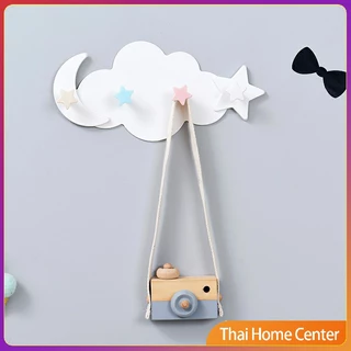 ตะขอกาวติดผนัง ไม่ต้องเจาะ รูปก้อนเมฆน่ารัก ส่งในไทย ราวแขวนเสื้อผ้า Storage Hooks
