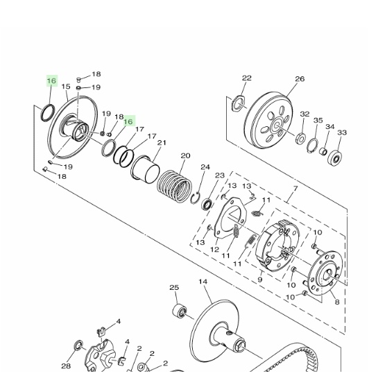 BB8E746500 ซีลล้อปรับความเร็วหลัง Aerox / Tricity155 แท้ (1ชิ้น) BB8-E7465-00 2DP - รูปที่ 2
