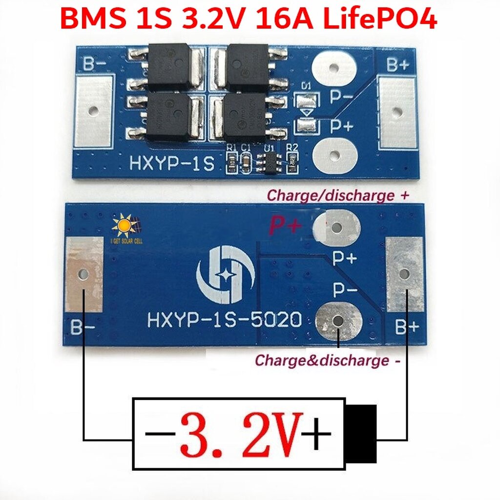 BMS 1S 3.2V 3.6V 16A Lifepo4 Battery Protection PCB Board for 32650 Battery Charger