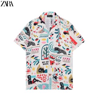 ZARA 4500 เสื้อเชิ้ตแขนสั้น แฟชั่นสําหรับผู้ชาย ผู้หญิง