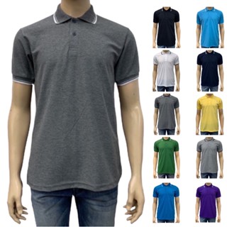 เสื้อโปโลผู้ชาย แขนสั้น  รอบอกเสื้อ 38-46 นิ้ว ผ้าจูติ ปกขลิบขาว Polo Shirt