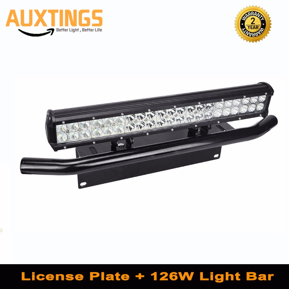 20inch 126w combo led light bar   bull bar front bumper license plate bracket for trucks offroad 4WD