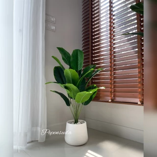 [ออกใบกำกับภาษีได้](ไม่มีขาตั้ง)🍃ต้นไม้เสมือนจริง สูง 85 ซม. พร้อมกระถางมินิมอล 7 นิ้ว (ฟรี!!หิน)