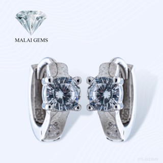 Malai Gems ต่างหูเพชร ห่วง เงินแท้ 925 เพชรสวิส CZ เคลือบทองคำขาว รุ่น 075-2E23049  แถมกล่อง (ขนาด 10mm) ต่างหูเงินแท้