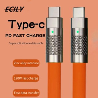 Ecily 120w 6A Super Fast Charge PD Type C สายเคเบิลซิลิโคนเหลว ชาร์จเร็ว 1 เมตร สายเคเบิล Usb Usb C ถึง C สายชาร์จ