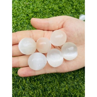 One Selenite Tumbled Stone 25-30mm เซเลไนท์Hand Polished Morocco Reiki Healing Crystal