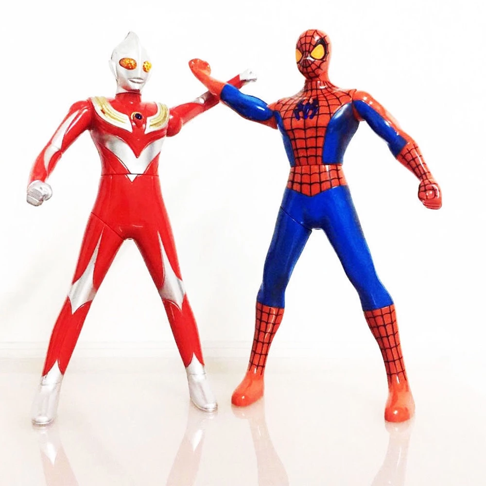 ของเล่น Avengers Spiderman Hulk อุลตร้าแมน ที่กดด้วยมืออย่างสนุกสนาน ฟิกเกอร์แอคชั่นซูเปอร์ฮีโร่หมุนได้ 360° thumbnail 10