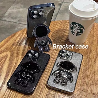 Astronaut bracket+removable glitter paper เคส compatible for iPhone 15 pro max case